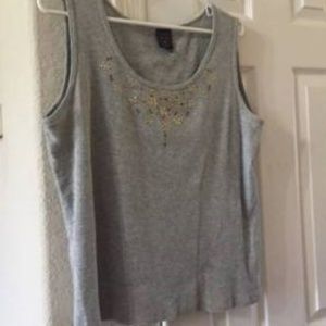 Suzie in the City grey tank top with bling…